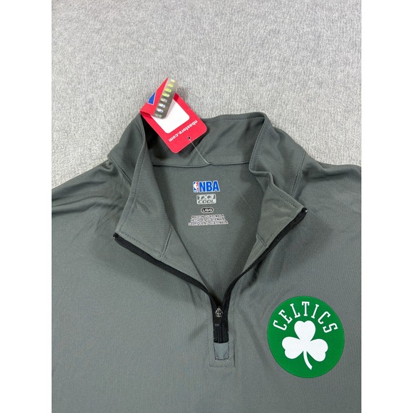 NWT Boston Celtics NBA Screened Logo 1/4 Zip Pullover (Men's‎ Large) Gray - Picture 3 of 12